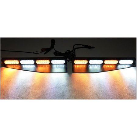 RACE SPORT Strobing Hi-Power Led Beacon Visor W/ 15+ Patterns (White/Amber) RS826WA